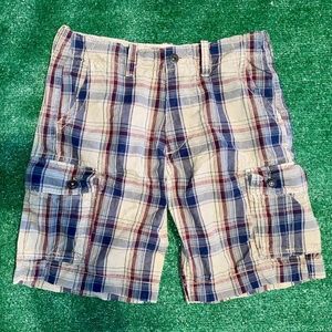 Vintage 2000s American Eagle Plaid Cargo Shorts 33